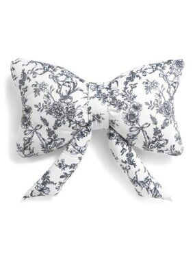 Envogue Toile Bow Pillow 14x24 Black‎ White NWT